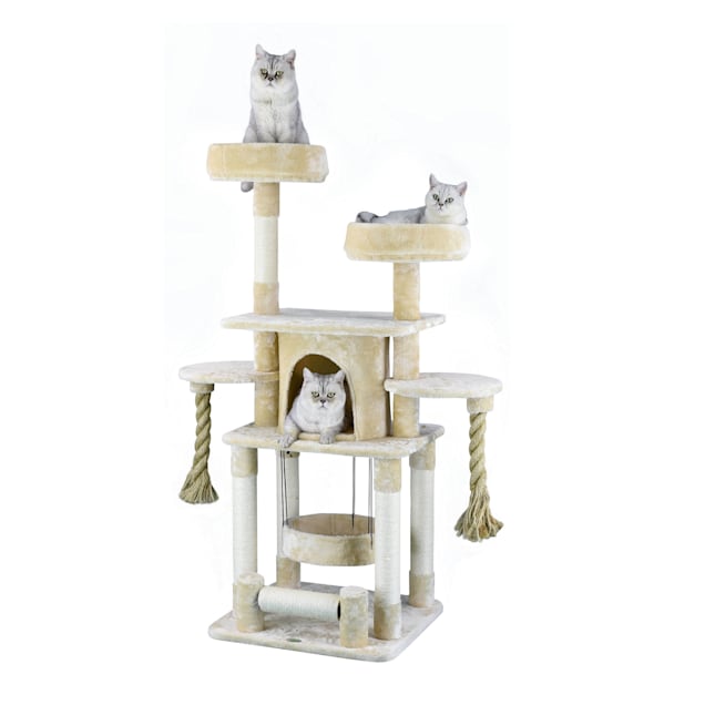 Go Pet Club Beige 57.5" Cat Tree with Two Jungle Ropes - Carousel image #1
