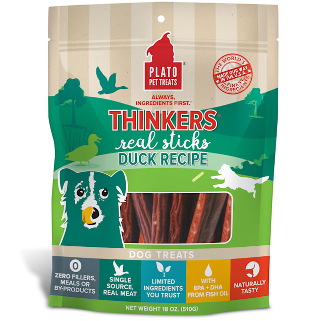 Plato Pet Thinkers Duck Sticks Dog Treats, 18 oz. - Carousel image #1