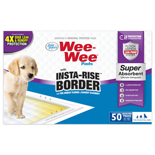 Four Paws Wee Wee Pads with Insta Rise Border for Dog, Count of 50 - Carousel image #1