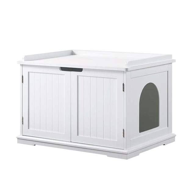 UniPaws Cat Washroom Storage Bench White, 29" L x 21" W x 20" H - Carousel image #1