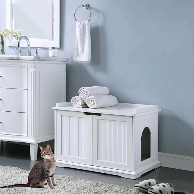 Cat litter storage bench discount