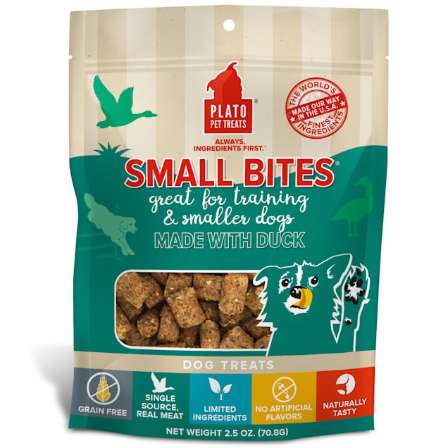 Plato Pet Grain Free Small Bites Made with Duck Dog Treats, 2.5 oz. - Carousel image #1