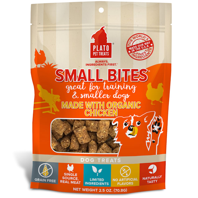 Plato Pet Grain Free Small Bites Made with Organic Chicken Dog Treats, 2.5 oz. - Carousel image #1