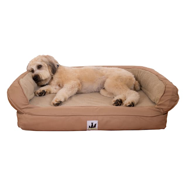 3 Dog Personalized EZ Wash Fleece Bolster Tan Dog Bed, 32" L X 21" W X 9" H - Carousel image #1