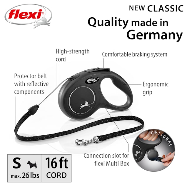 Flexi FLEXI New Classic Tape 16' Retractable Leash in Black Noir - The Fish  & Bone