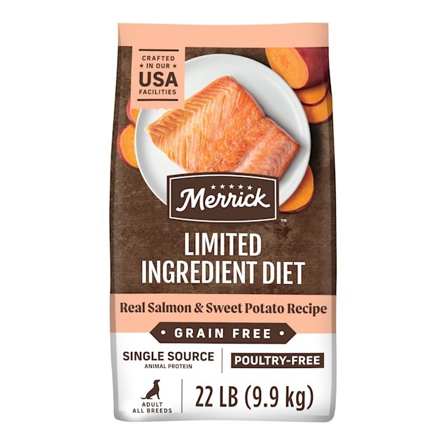 Merrick Limited Ingredients Diet Grain Free Salmon and Sweet Potato Premium and Healthy Kibble Dry Dog Food 22 lbs