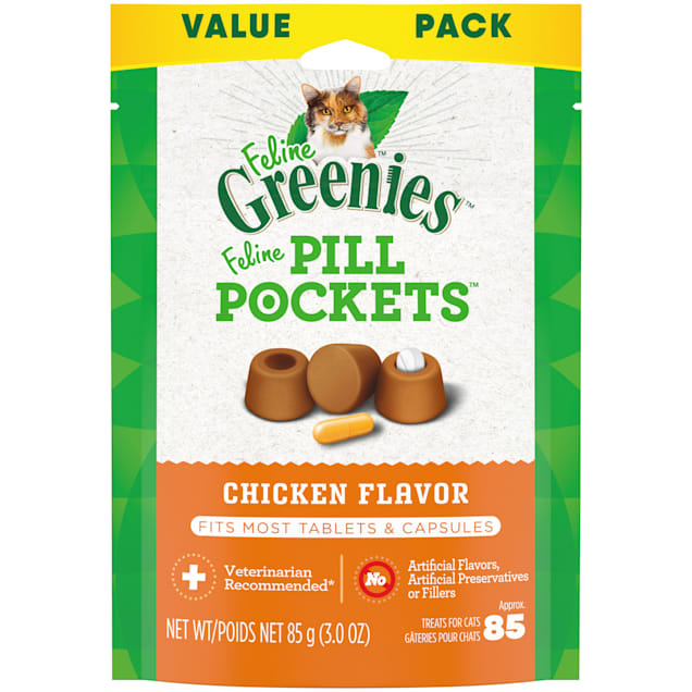 Feline Greenies Pill Pockets Chicken Flavor Natural Soft Cat Treats, 3 oz. - Carousel image #1