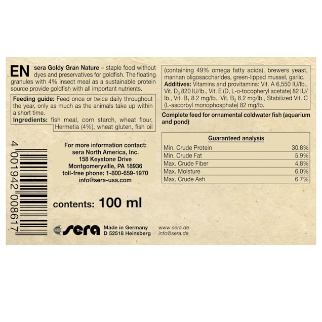 Sera Goldy Gran Nature Goldfish Food, 1 oz.