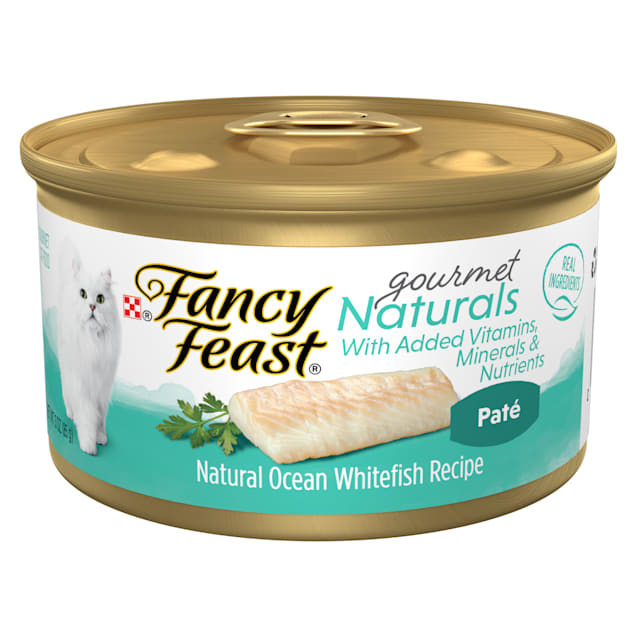 Fancy Feast Grain Free Gourmet Naturals Ocean Whitefish Recipe Pate Wet Cat Food, 3 oz., Case of 12 - Carousel image #1