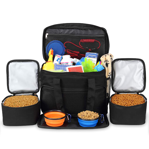 Kopeks Cat and Dog Black Travel Bag Includes 2 Food Carriers 2