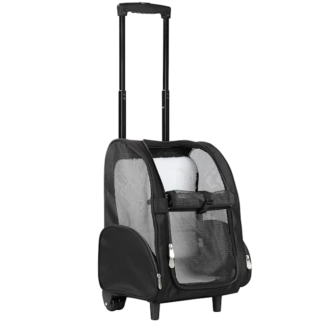 Kopeks Deluxe Backpack Pet Travel Carrier with Double Wheels - Black 