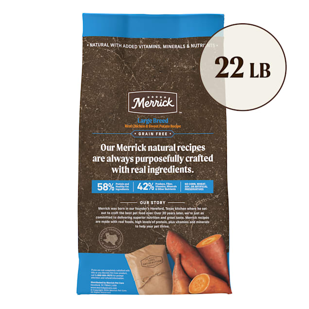 Merrick Grain Free Large Breed Real Chicken Sweet Potato Dry Dog Food 22 lbs