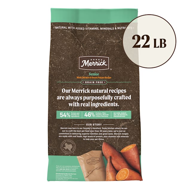 Merrick Grain Free Real Chicken Sweet Potato Recipe Senior Dry Dog Food 22 lbs. Petco