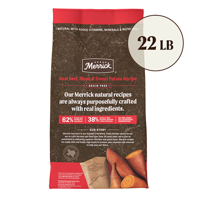 Merrick Grain Free Real Beef Bison Sweet Potato Recipe Dry Dog Food 22 lbs. Petco