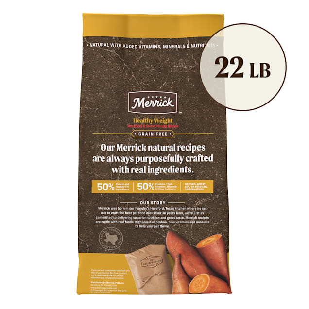 Merrick Grain Free Healthy Weight Recipe Premium Weight Management Wholesome and Natural Kibble Dry Dog Food 22 lbs. Petco
