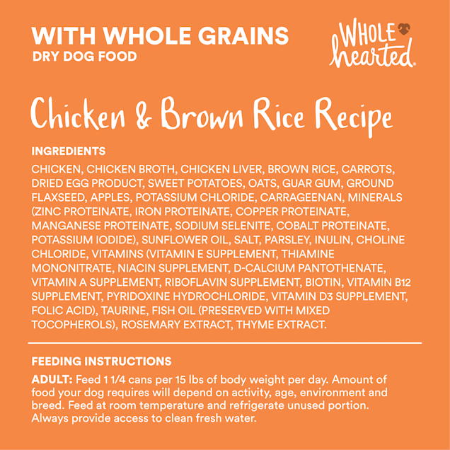WholeHearted Chicken Brown Rice Recipe Pate with Whole Grains Wet Dog Food 12.5 oz. Case of 12 Petco