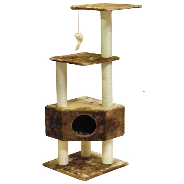 Go Pet Club Classic Brown Cat Tree Furniture with Sisal Covered Posts, 51" H - Carousel image #1