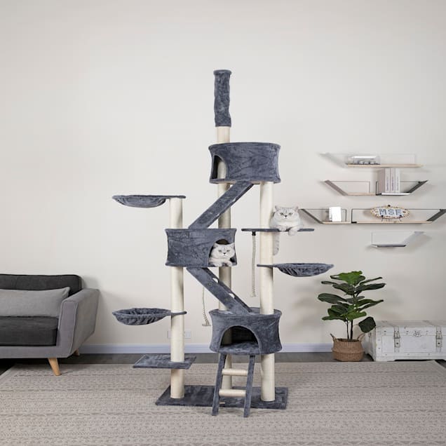 Go Pet Club Gray Cat Tree House with Sisal Covered Scratching