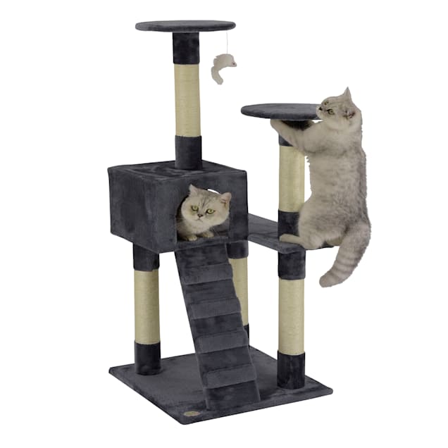 Go Pet Club Classic Gray Cat Tree Condo with Sisal Covered Posts, 52" H - Carousel image #1