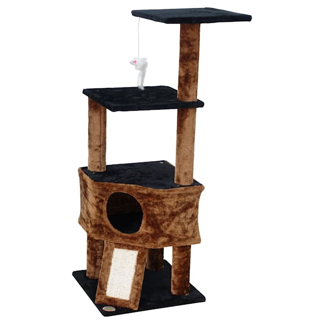 Go Pet Club Black Kitten Tree with Scratching Board, 46" H - Carousel image #1