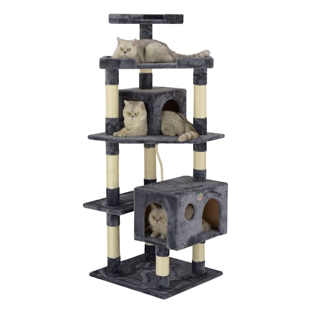 Go Pet Club Gray Cat Tree House with Sisal Scratching Posts 60.5