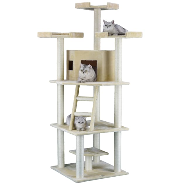 Go Pet Club Classic Beige Cat Tree House with Sisal Scratching Post