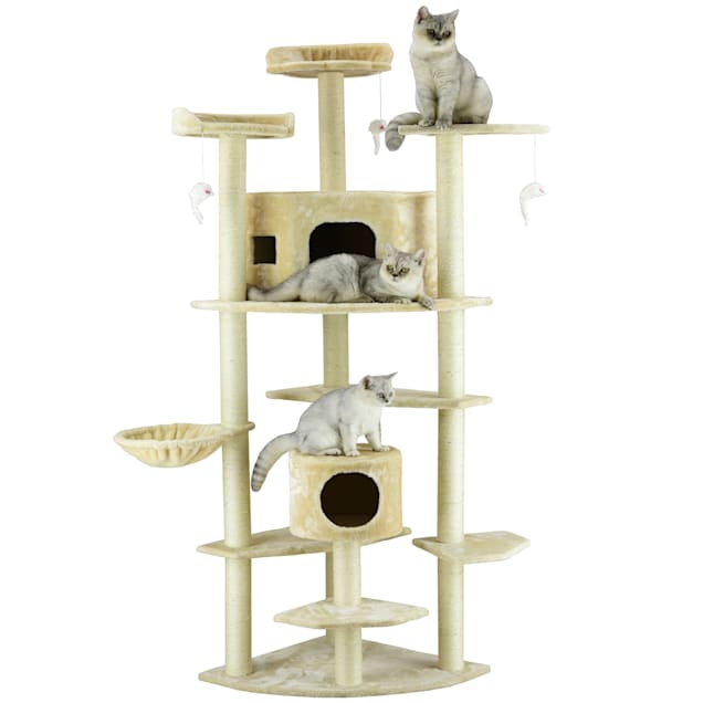Go Pet Club Classic Beige Cat Tree House Furniture with Sisal
