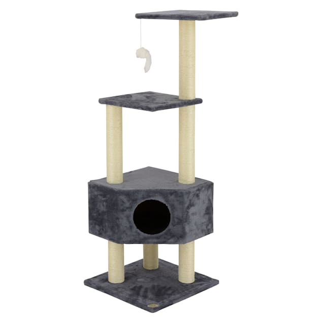 Go Pet Club Classic Gray Cat Tree Furniture with Sisal Covered Posts, 51" H - Carousel image #1