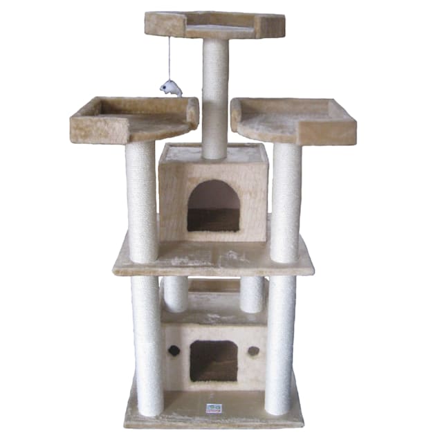 Go Pet Club Beige Cat Tree with Large Houses with Sisal Covered Posts F39, 51" H - Carousel image #1