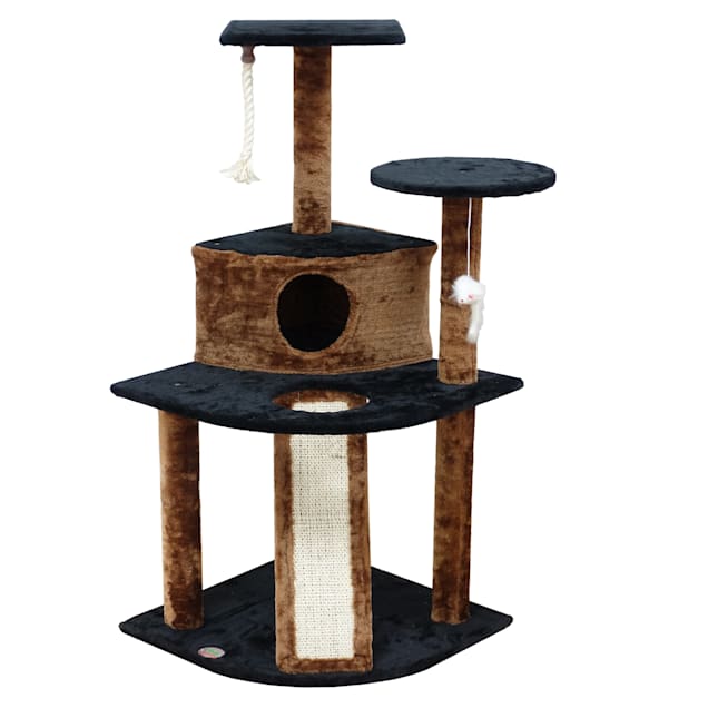 Go Pet Club Black Kitten Tree Condo with Scratching Board, 46.75" H - Carousel image #1