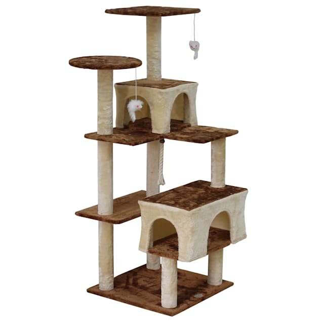 Go Pet Club Beige Kitten Tree House, 60.75" H - Carousel image #1