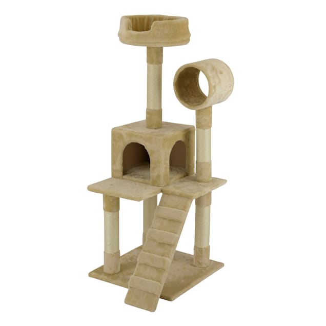 Go Pet Club Beige Cat Tree Condo with Sisal Covered Posts, 49.5" H - Carousel image #1