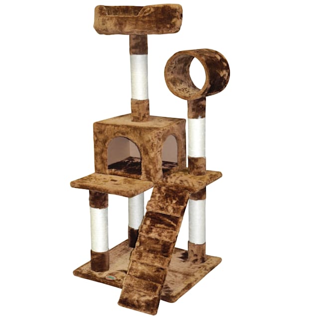 Go Pet Club Brown Cat Tree Condo with Sisal Covered Posts, 49.5