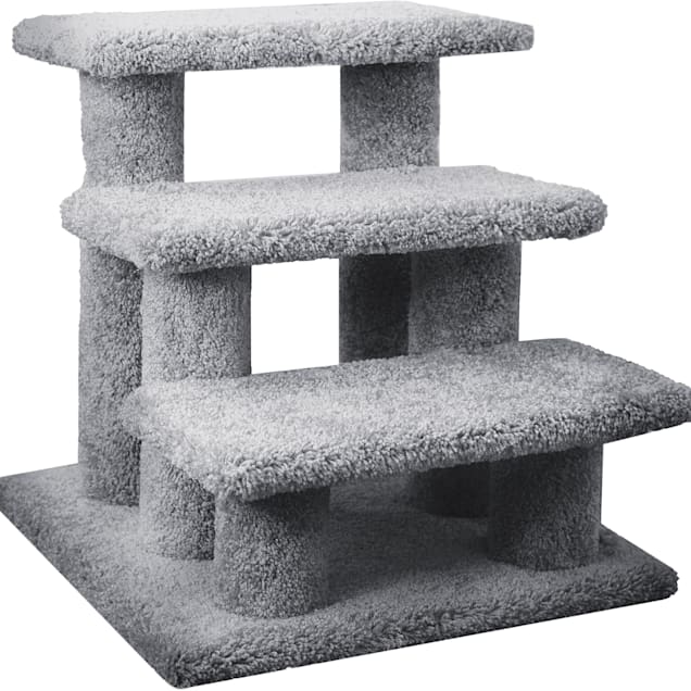 New Cat Condos 3 Level Carpeted Premier Grey Post Stairs, 21" H - Carousel image #1