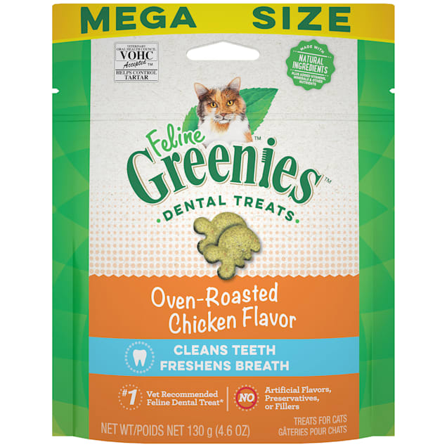 Feline Greenies Natural Oven Roasted Chicken Flavor Adult Dental Cat Treats, 4.6 oz. - Carousel image #1