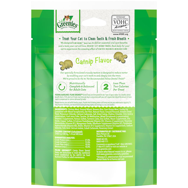 Greenies Feline Catnip Flavor Dental Cat Treats 4.6 oz