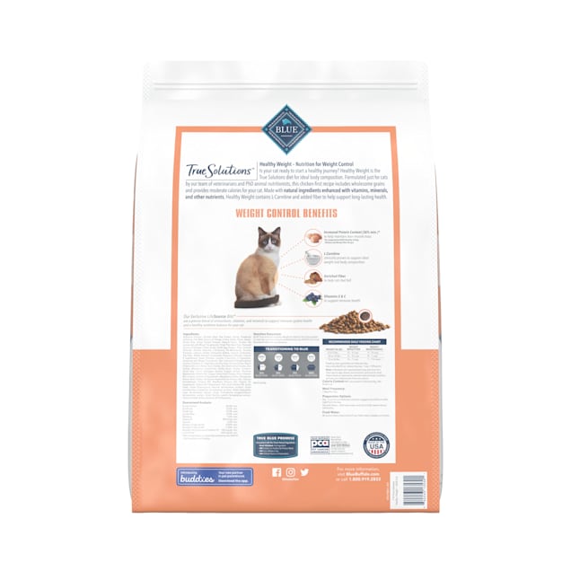 Blue Buffalo True Solutions Healthy Natural Weight Control Chicken Adult Dry Cat Food 11 lbs