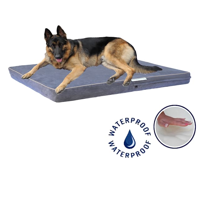 Go Pet Club Solid Memory Foam Gray Dog Bed with Waterproof Cover 20