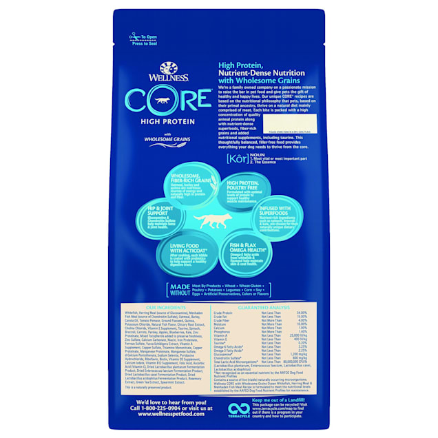 Wellness CORE Wholesome Grains Ocean Recipe Dry Dog Food 4 lbs