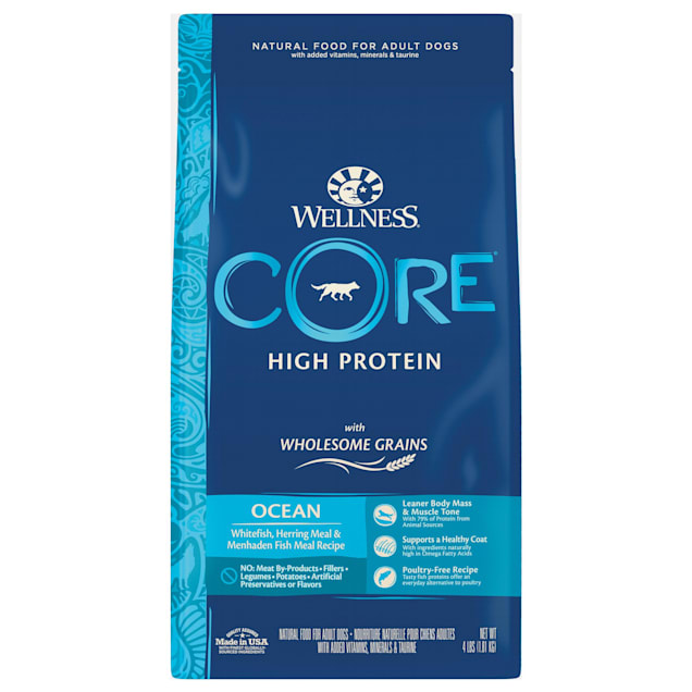 Wellness CORE Wholesome Grains Ocean Recipe Dry Dog Food, 4 lbs., Bag - Carousel image #1