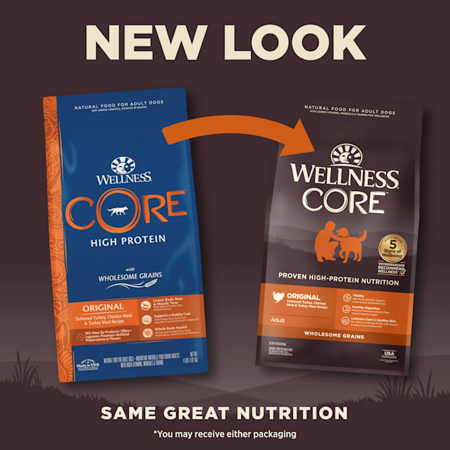 Wellness dog food with grains cheap