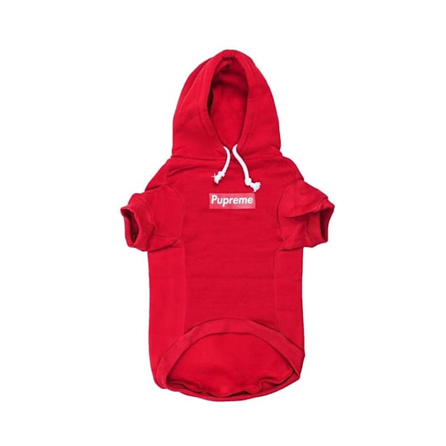 Pupreme Box Logo Monogram Hoodie | Paws Circle | Streetwear for Dog Red / Xs