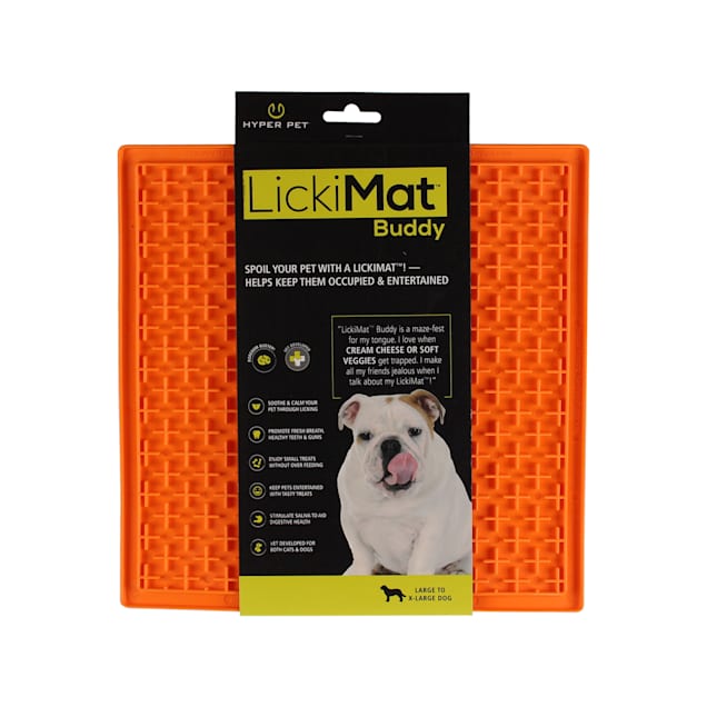 Hyper Pet Lickimat Buddy Orange Slow Feeder Mat For Dogs Large Petco