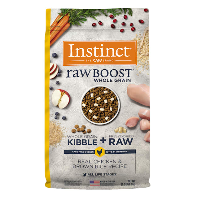 Instinct Raw Boost Whole Grain Real Chicken & Brown Rice Recipe Dry Dog Food with Freeze-Dried Raw Pieces, 20 lbs. - Carousel image #1