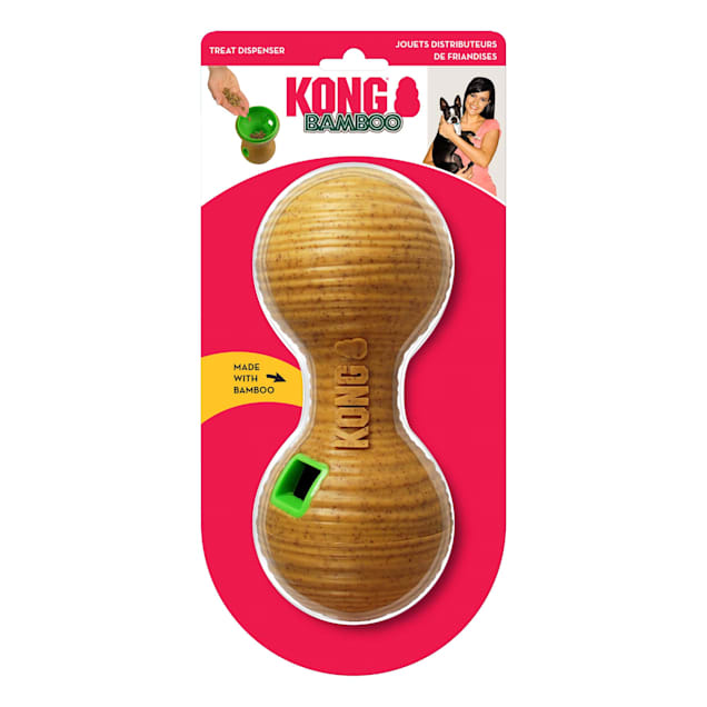 KONG Treat Dispenser Bamboo Feeder Dumbbell Dog Toy, Medium