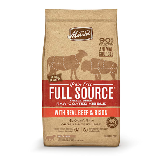 Merrick Full Source Grain Free Raw-Coated Kibble With Real Beef & Bison Recipe Dry Dog Food, 20 lbs. - Carousel image #1
