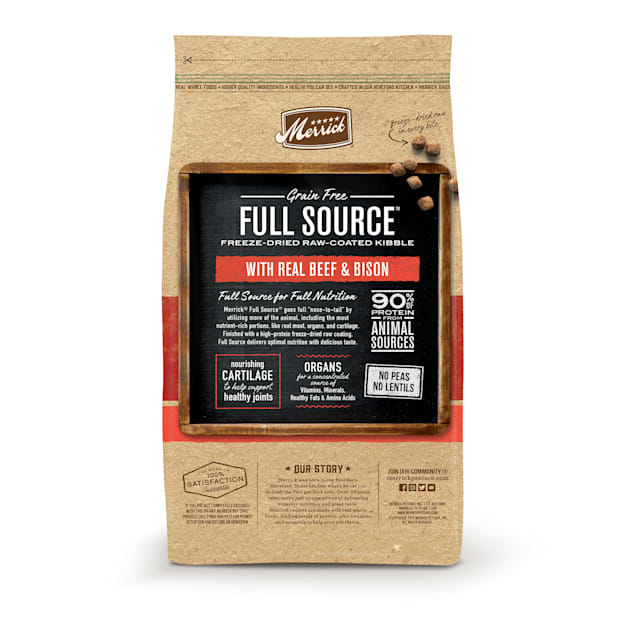 Merrick Full Source Grain Free Raw-Coated Kibble With Real Beef & Bison  Recipe Dry Dog Food, 20 lbs.