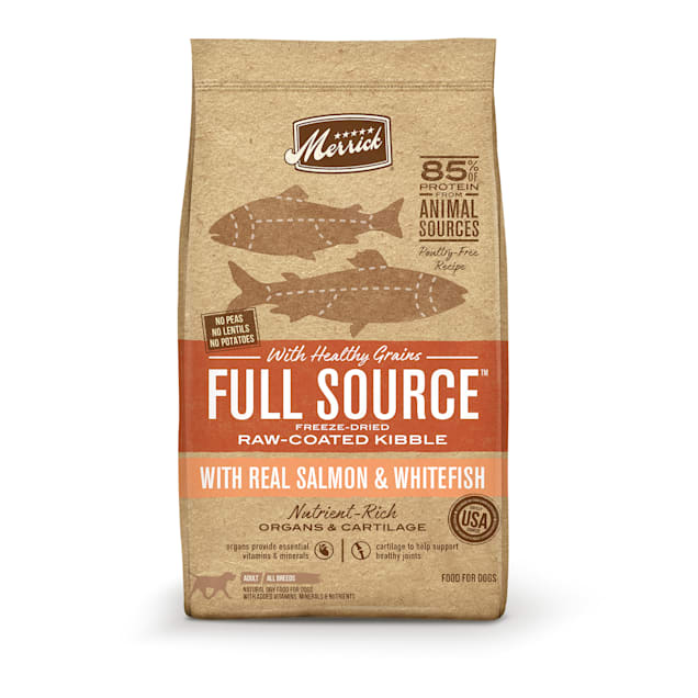 Merrick Full Source Raw-Coated Kibble Real Salmon & Whitefish with Healthy Grains Dry Dog Food, 20 lbs. - Carousel image #1
