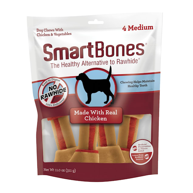 SmartBones Medium Bones Vegetable & Chicken No-Rawhide Dog Chews, 11 oz., Count of 4 - Carousel image #1