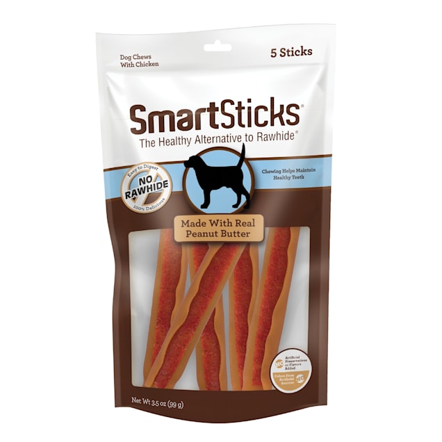 SmartBones SmartSticks Chicken & Peanut Butter No-Rawhide Dog Chews, 3.5 oz., Count of 5 - Carousel image #1